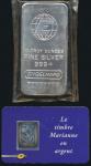 Silver Bar; "ENGELHARD", silver bar 10 troy ounces, fine silver 999, sn. C322259 & France; silver 99