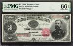 1890年2美元国库券 PMG Gem Unc 66 EPQ 1890 $2 Treasury Note