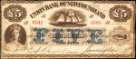 CANADA-NEWFOUNDLAND. Union Bank of Newfoundland. 5 Pounds, 1883. CH-750-12-08. Very Fine. Damaged.