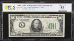 Fr. 2202-L. 1934A $500  Federal Reserve Mule Note. San Francisco. PMG About Uncirculated 53.