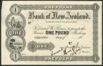 Bank of New Zealand, a printers archival die proof £1, Wellington, 19- (1902), black and white, Maor