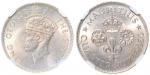 Mauritius, 1950, 1/4 Rupee, left bust of King George VI on obverse, crown, flower, spear, flower in 
