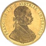 AUTRICHE François-Joseph Ier (1848-1916). 4 ducats, aspect Flan bruni (PROOFLIKE) 1885, A, Vienne.