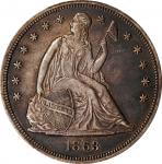 1863 Liberty Seated Silver Dollar. OC-1. Rarity-3-. AU Details--Cleaned (PCGS).