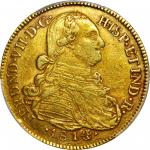 COLOMBIA. 1814/3-JF 8 Escudos. Santa Fe de Nuevo Reino (Bogotá) mint. Ferdinand VII (1808-1833). Res