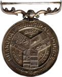 1910年上海市工部局警察长期服务银质奖章。CHINA. Shanghai. Municipal Police Long Service Silver Medal, ND (Instituted 19