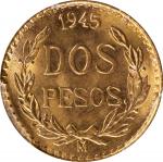 MEXICO. 2 Pesos, 1945-Mo. Mexico City Mint. PCGS MS-67.