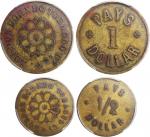 。Plantation Tokens of the Netherlands East Indies, Borneo and Suriname, brass 1/2 dollar and 1 dolla