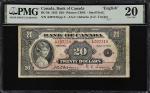 CANADA. Bank of Canada. 20 Dollars, 1935. BC-9b. PMG Very Fine 20.