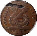 1787 Fugio Copper. Pointed Rays. Newman 8-X, W-6750. Rarity-3. STATES UNITED, 4 Cinquefoils. EF Deta