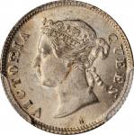1880-H年香港五仙。喜敦造币厂。HONG KONG. 5 Cents, 1880-H. Heaton Mint. Victoria. PCGS MS-64 Gold Shield.