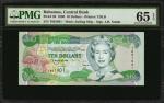 BAHAMAS. Central Bank. 10 Dollars, 1996. P-59. PMG Gem Uncirculated 65 EPQ.
