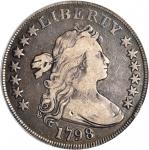 1798 Draped Bust Silver Dollar. Heraldic Eagle. BB-92, B-4. Rarity-5. Knob 9, 10 Arrows. Fine-15 (PC