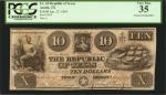 Austin, Texas. Republic of Texas. January 27, 1841. $10. PCGS Currency Very Fine 35.