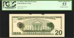 Fr. 2084-J. 1996 $20  Federal Reserve Note. Kansas City. PCGS Currency Choice About New 55. Overprin