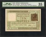1917-30年英属印度政府10卢比。 INDIA. British Administration. 10 Rupees, ND (1917-30). P-6. PMG Choice Very Fin