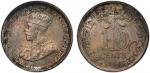 CEYLON: George V, 1910-1936, AR 10 cents, 1914, KM-104, better date, nice light toning, PCGS graded 