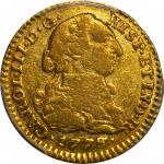 COLOMBIA. 1778/7-JJ Escudo. Santa Fe de Nuevo Reino (Bogotá) mint. Carlos III (1759-1788). Restrepo 
