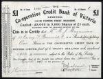 Australia: Co-operative Credit Bank of Victoria Limited, £1 shares, 190[13], #1080, black. VF.