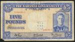 Bahamas Government, 5, ND (1945-46), serial number A/1 042311, blue on tan/orange underprint, George