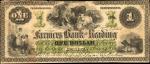 Reading, Pennsylvania. Farmers Bank of Reading. June 1, 1861. $1. Very Fine.