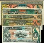 GUATEMALA. Banco de Occidente. 1, 5, 20 & 100 Pesos, 1914 & 1919. P-Various. Very Good to Very Fine.