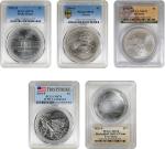 Lot of (5) Modern Commemorative Silver Dollars. MS-70 (PCGS).