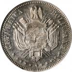 BOLIVIA. Silver Boliviano Pattern, 1868. La Paz Mint. NGC PROOF-61.