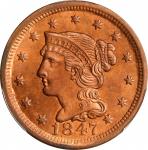 1847 Braided Hair Cent. Unc Details--Questionable Color (PCGS).