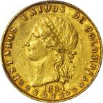 COLOMBIA. 1864 10 Pesos. Medellín mint. Restrepo M333.1. UNC Detail — Scratch (PCGS).