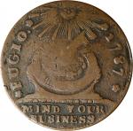 1787 Fugio Copper. Club Rays. Newman 4-E, W-6685. Rarity-3. Rounded Ends. Fine.