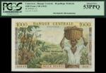 x Republique Federale du Cameroun, Banque Centrale, 1000 francs, ND (1960/1961), serial number B.18-