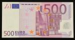 2002年欧盟500欧罗, 德国版 编号 X10279316936. aUNC品相。European Central Bank, 500 euros, 2002, Germany, serial nu