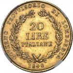 ITALIE - ITALYLombardie, Gouvernement provisoire de (1848). 20 lire 1848, M, Milan. NGC AU 58 (66422
