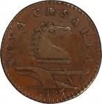 1786 New Jersey Copper. Maris 13-J, W-4800. Rarity-6-. Straight Plow Beam, Broken Unicorn. VF Detail