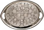 GERMANY. Empire. Silver Hand Engraved Serving Tray Inlaid with European Coins, ND (ca. early 20th Ce