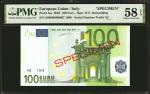 EUROPEAN UNION. European Central Bank. 100 Euro, 2002. P-5ss. Specimen. PMG Choice About Uncirculate