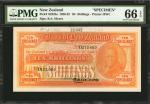 1926-32年新西兰银行10先令。样票。NEW ZEALAND. Bank of New Zealand. 10 Shillings, 1926-32. P-S232bs. Specimen. PM
