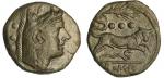 Roman Republic. Anonymous. AE Quadrans, 214-212 BC. Sicilian mint. 5.65 gms. Grain-ear series. Head 