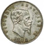 Savoy Coins;Vittorio Emanuele II (1861-1878) 5 Lire 1871 M - Nomisma 889 AG Minimi colpetti al bordo