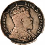 1905年香港贰毫银币。伦敦造币厂。(t) HONG KONG. 20 Cents, 1905. London Mint. Edward VII. NGC VF Details--Mount Remo