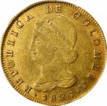 COLOMBIA. 8 Escudos, 1826-BOGOTA JF. Bogota Mint. PCGS AU-55.