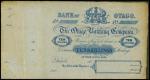Bank of Otago, unissued 10shillings, specimen/proof, 185x, blue, Dunedin, Royal Arms at top centre,T