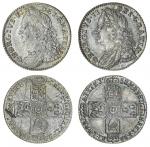 George II (1727-60), Sixpences (2), 1757, rev. six strings to harp (ESC 1762 {1622}); another, 1758,