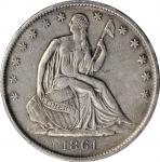 1861-O Liberty Seated Half Dollar. Confederate States Issue. W-14. Rarity-4. Die Crack Bisected Date