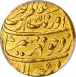 1665年印度莫卧儿帝国莫赫尔。 艾哈迈达巴德造币厂。 INDIA. Mughal Empire. Mohur, AH 1075 Year 7 (1665). Ahmadabad Mint. Aura