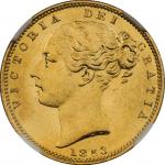 英国 (Great Britain) ヴィクトリア女王像 ヤングヘッド/楯図 1ソブリン金貨 1853年 KM736.1 ／ Victoria Young Head 1 Sovereign Gold