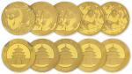 2002年熊猫纪念金币1/4盎司等五枚 完未流通