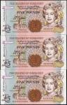 GUERNSEY. Lot of (3). States of Guernsey. 5 Pounds, 1996. P-56a. Consecutive. Uncirculated.