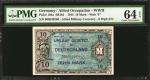 Lot of (3) GERMANY. P-191a, 192a & 194a. 1/2 Mark, 1 & 10 Mark. 1944. Allied Occupation WWII. PMG Ch